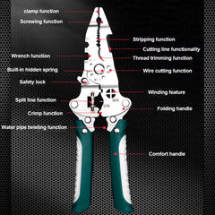 Folding Wire Stripper, Cutter & Crimper Pliers