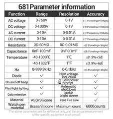 ANENG 681 Rechargeable Digital Multimeter with Non-Contact Voltage Tester