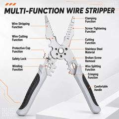 8.5-Inch Heavy Duty Wire Stripper, Cutter & Crimper Pliers
