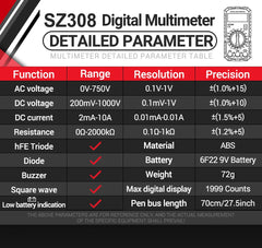 ANENG SZ308 Digital Multimeter for AC/DC Voltage, Current & Resistance