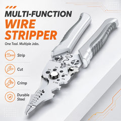 8.5-Inch Heavy Duty Wire Stripper, Cutter & Crimper Pliers