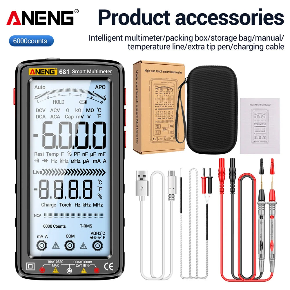ANENG 681 Rechargeable Digital Multimeter with Non-Contact Voltage Tester