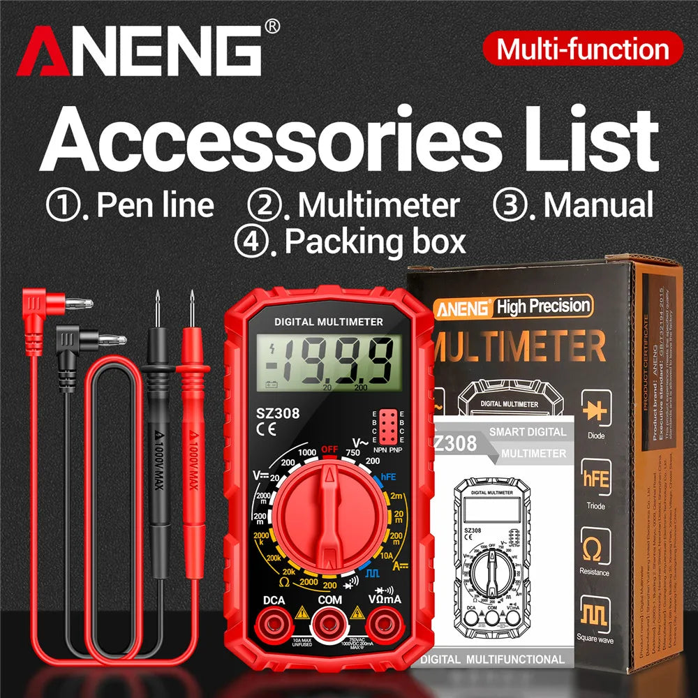 ANENG SZ308 Digital Multimeter for AC/DC Voltage, Current & Resistance